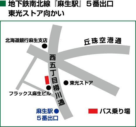 地下鉄南北線「麻生駅」5番出口東光ストア向かい